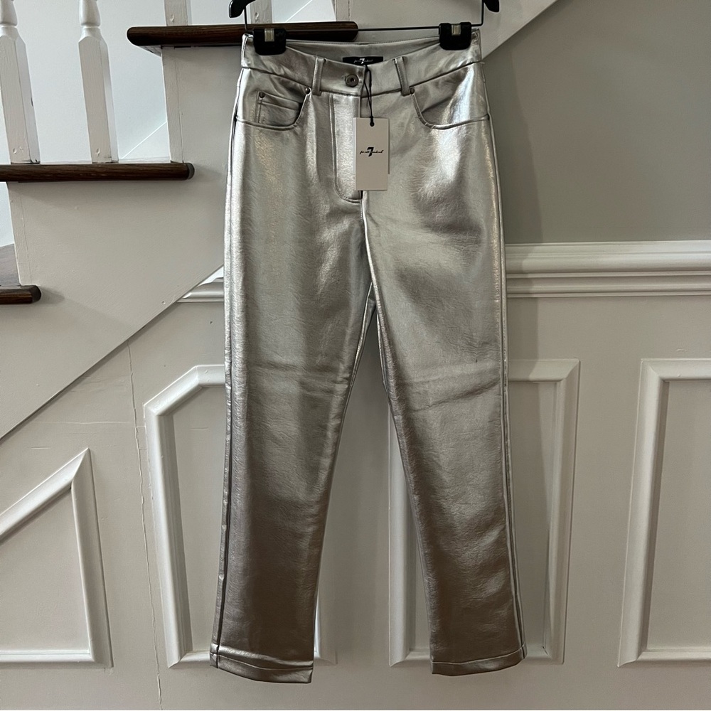 7 FOR ALL MANKIND Silver Metallic Pants